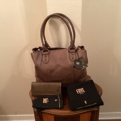 NWT Frye Melissa Tote Italian Leather  Khaki & Wallet