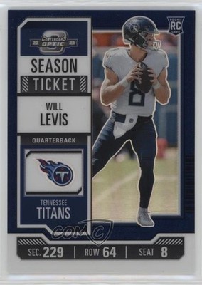 2023 Contenders Optic Season Ticket Blue Prizm /99 Will Levis #56 Rookie RC 3hd