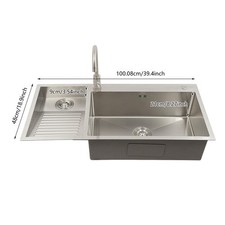 100 48cm Laundry Utility Sink w/ Washboard Stainless Steel Kitchen Sink Faucet