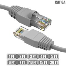 1FT - 20FT Cat6A RJ45 Network LAN Ethernet Cable Cord UTP Copper Wire 24AWG Gray