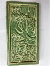 Pewabic Pottery Detroit Decorative Tile Peter Rabbit 11x6 in 2008 Green
