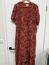 Nanette Lepore Tea Wrap Dress UK 14 Midi Sierra Multi Print Floral NWT