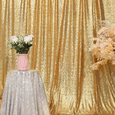 Bright Gold Sequin Backdrop Curtain For Party Festival Wedding 6x6 Ft