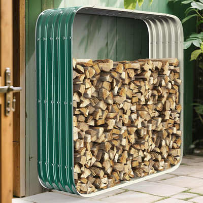 50'' Large Square Firewood Rack Waterproof - 500 LB Capacity,0.8Mm Thick Galvaniz