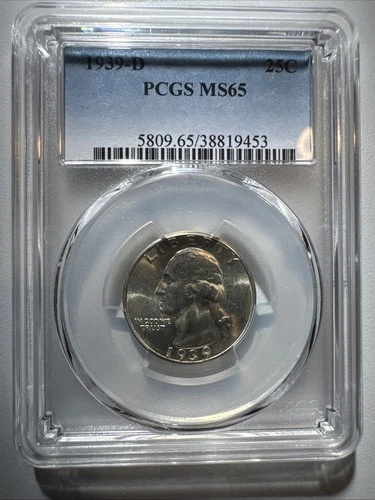 1939 D Washington Quarter PCGS graded MS65 Extremely Nice Coin!