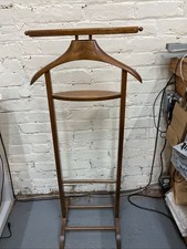 Vintage Wood Valet Butler Suit Jacket Stand w/ Casters Cufflink Tray Tie Hangers