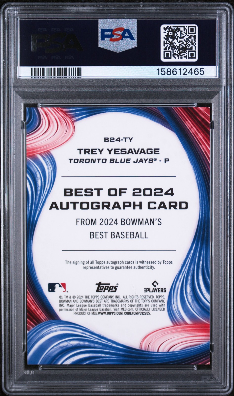 2024 Bowman's Best Trey Yesavage Green Refractor Autograph /99 PSA 10 Pop 8 view 2