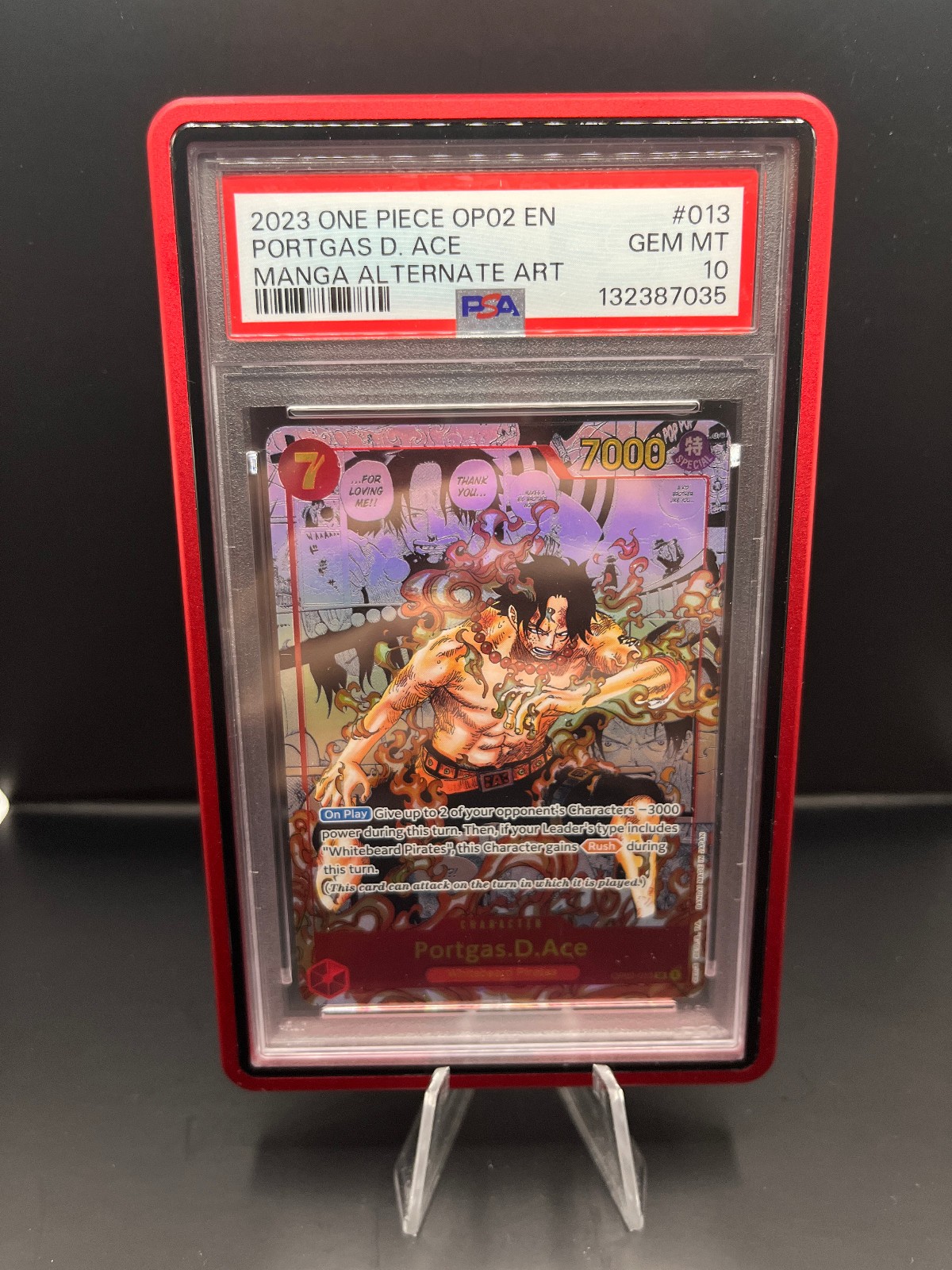 2023 One Piece Paramount War OP02-013 Portgas D. Ace Manga Alternate Art PSA 10