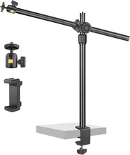 Camera Desk Mount with Flexible Overhead Phone Arm, 31-57cm Adjustable Desk
