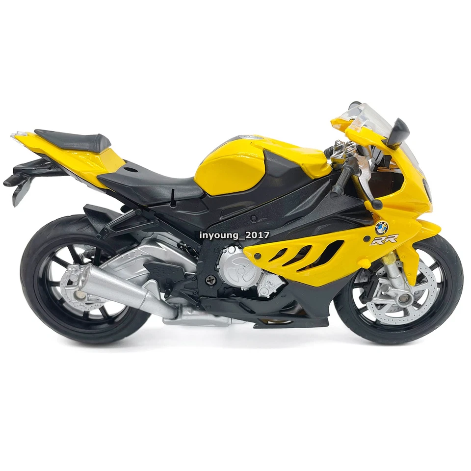 Brinquedo modelo motocicleta BMW S1000RR brinquedo fundido masculino brinquedos para crianças presentes amarelo em escala 1/12 - Imagem 3 de 4