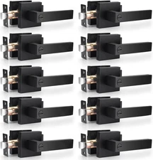 Probrico Heavy Duty Flat Black Door Handles Square Privacy Interior Door Levers 