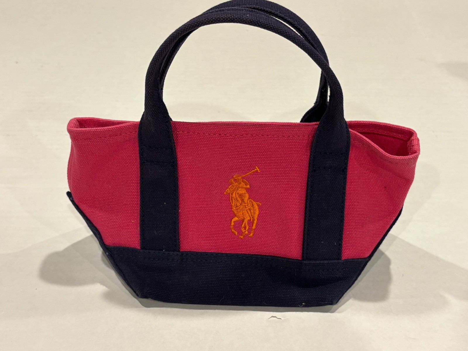 RALPH LAUREN NWOT Polo Hot Pink & Navy Blue Canvas Mini Tote Bag