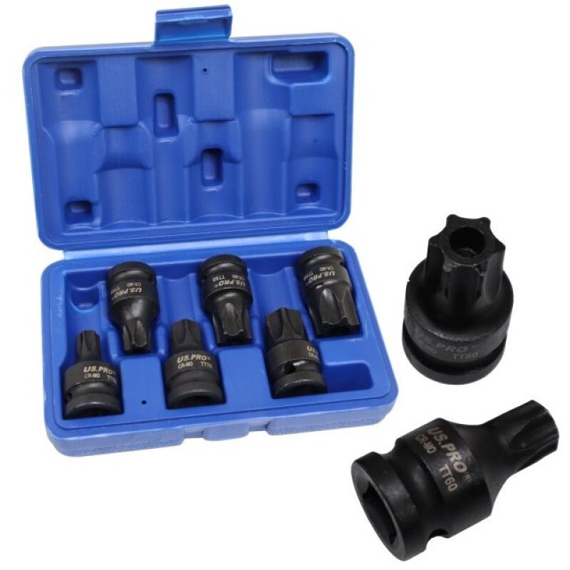 US PRO Impact Torx Bit Socket Set Tamper Proof T55 T60 T70 T80 T90 T100 1/2"" Dr