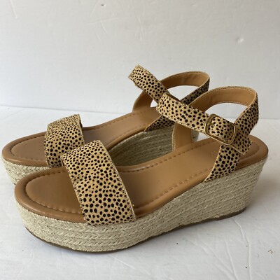 Crew Leopard Calf Hair 3” Platform Espadrilles Sandals Shoes