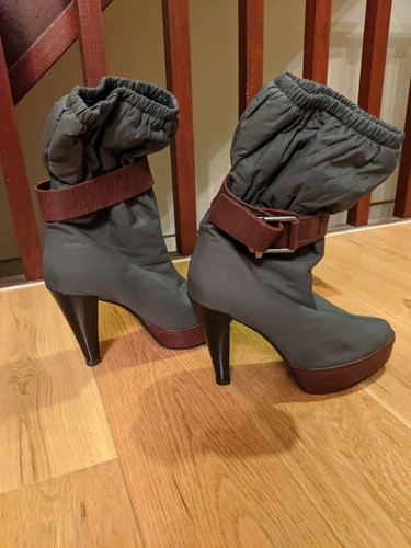 Una vez usado-MBC-Lola Cruz Tacón De Plataforma Botas De Espacio Gris  Marrón 37/UK 4 | eBay