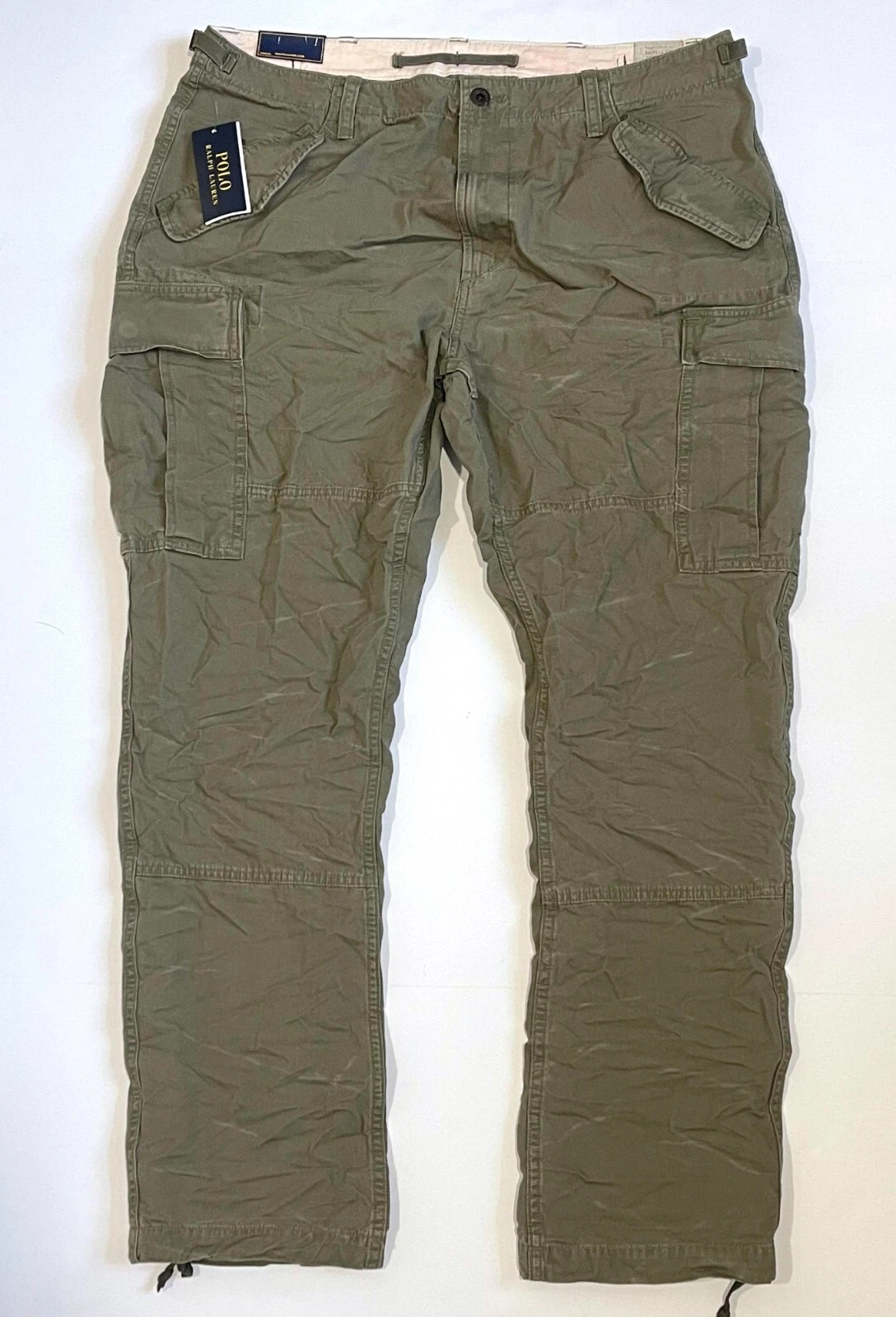 POLO RALPH LAUREN Men's Slim Fit Olive Green Canvas Cotton Utility Cargo Pant