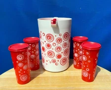 NEW Tupperware Set of   1 Gallon Pitcher & Four 16 oz Straight Tumblers