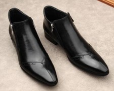 Men's Fashion British Pointy Toe Zipper Ankle boots Youth Party Leather Shoes