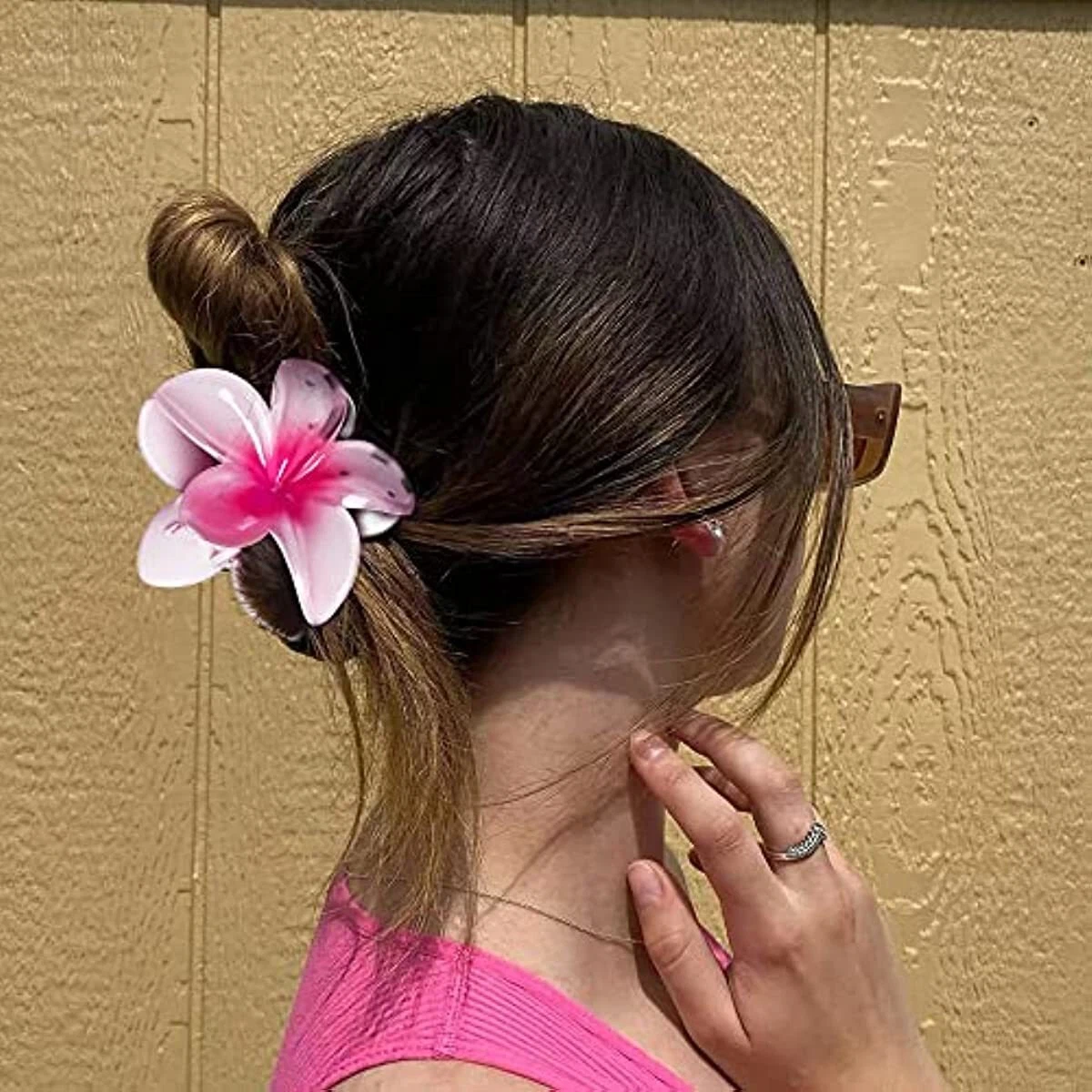 Brown flower best sale hair clip