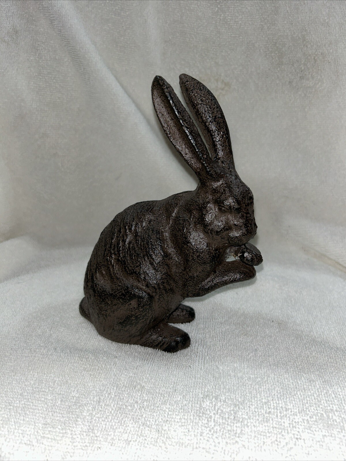 Vintage Cast Iron Brown Rabbit  Home Decorative Bunny Statue Figures Heavy