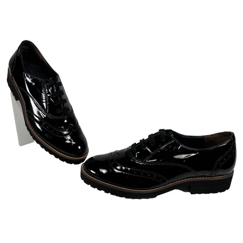Paul Green Women Matt Black Patent Brown Oxford Lace Up  display picture 3