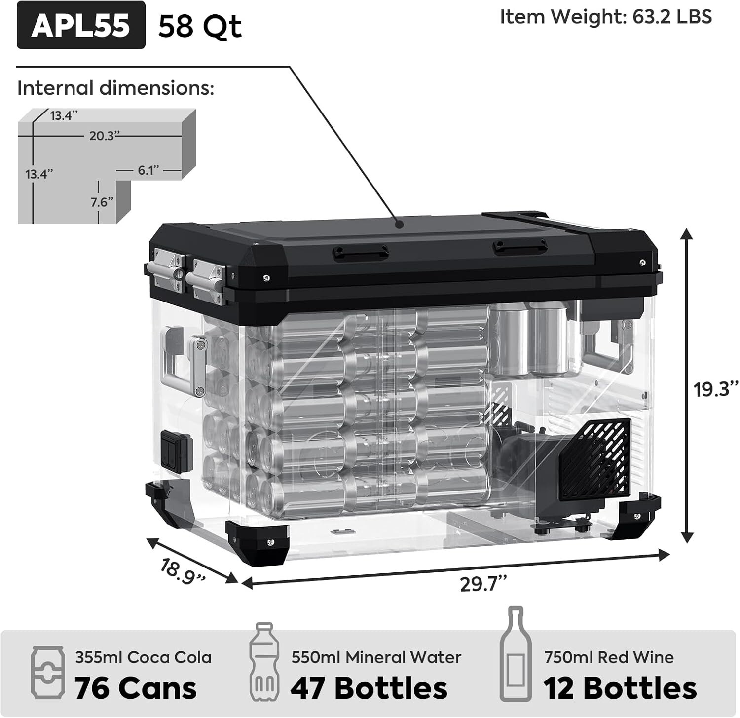 ICECO APL55 Dual Zone Portable Refrigerator Freezer Bluetooth Controlled for Car