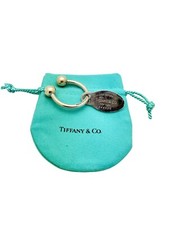 Please Return To Tiffany  Co. Sterling Small Oval Dog Tag Key Ring 546660