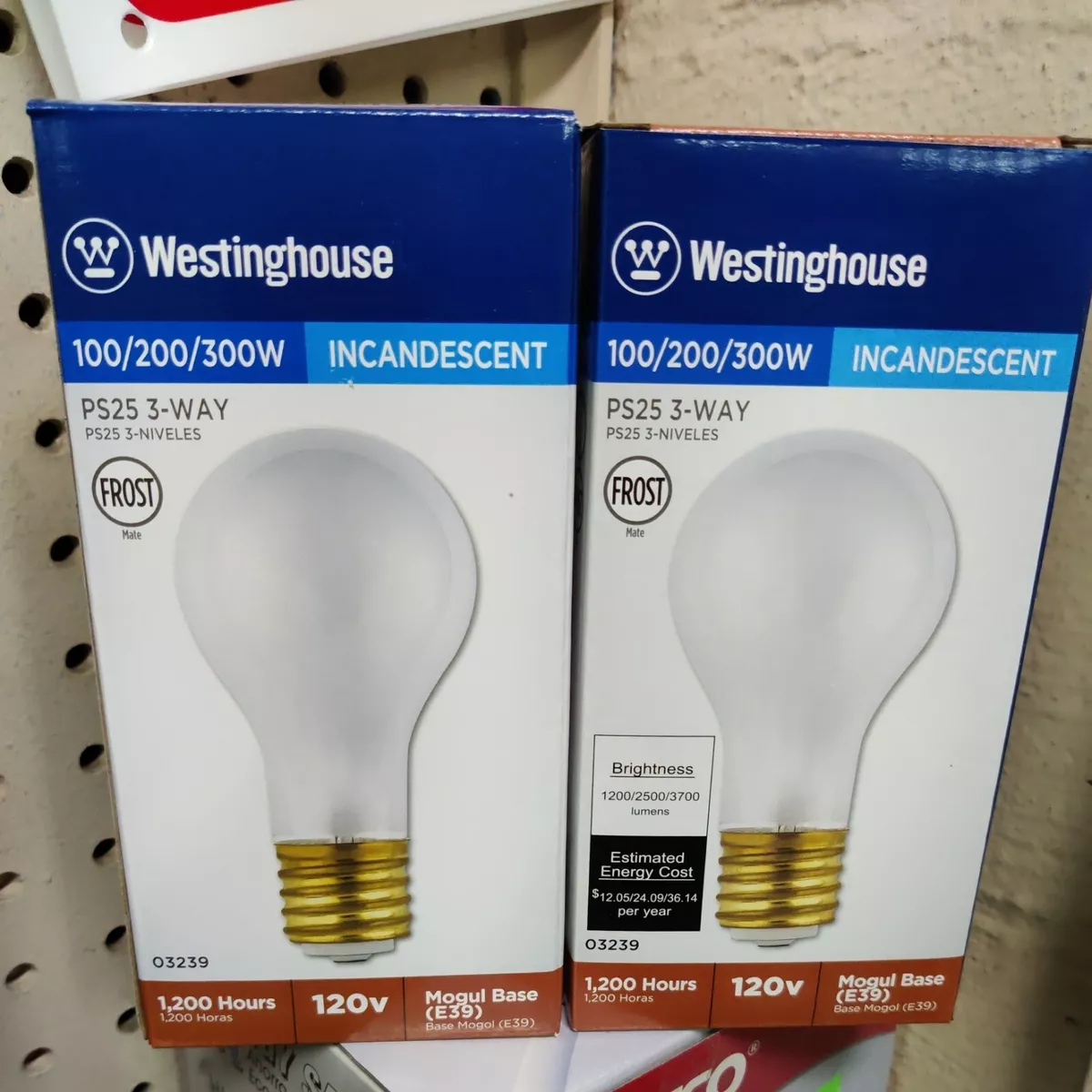 2 PK 100 200 300 White 3 Way LIGHT BULBS Specialty Mogul Base