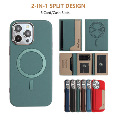 Removable Magnetic Back Wallet Card Slot Leather Phone Case Cover For iPhone