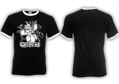 Gremlins Gizmo Ringer T-Shirt schwarz Mogwai, Dont feed , Kult Retro Film , Fun