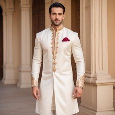 Sherwani For Men India Ethnic Embroidery Indo Western With Kurta Pyjama Set