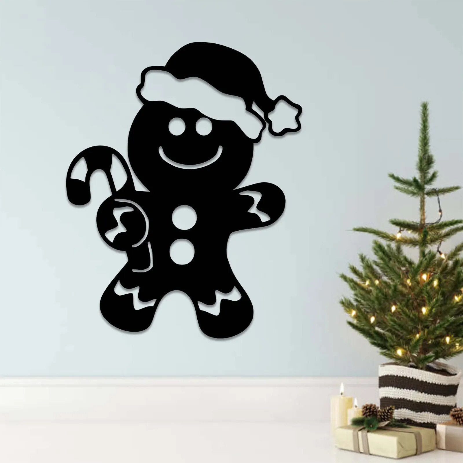 Wall Art Home Decor Metal Acrylic 3D Silhouette Poster USA Gingerbread Man
