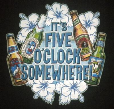 It's 5 O'Clock Somewhere Big Dogs Forest Green Sweatshirt 2X Beer Bottles Fleece