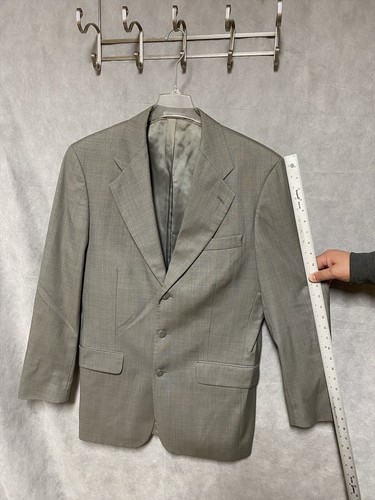 Bachrach Suit Men 40L Green Gray 3 Piece Wool Office Career Pants 34 X 33 Luxury - Picture 5 of 24