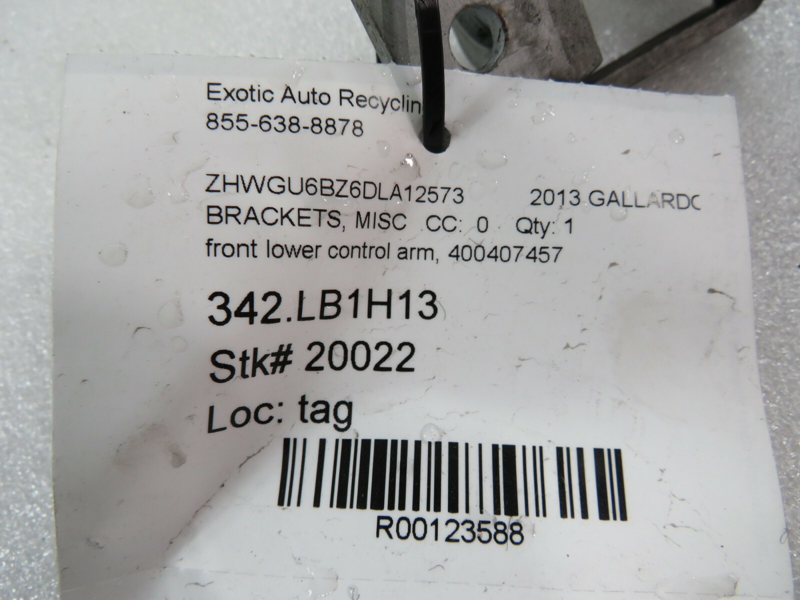 Lamborghini Gallardo LP 550, Front Lower Control Arm Bracket, Used, 400407457