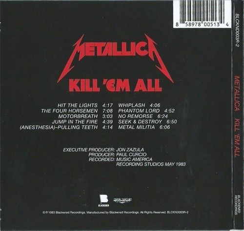 Metallica Kill 'Em All CD NEW SEALED Remastered Seek & Destroy/The Four Horsemen - Picture 2 of 4