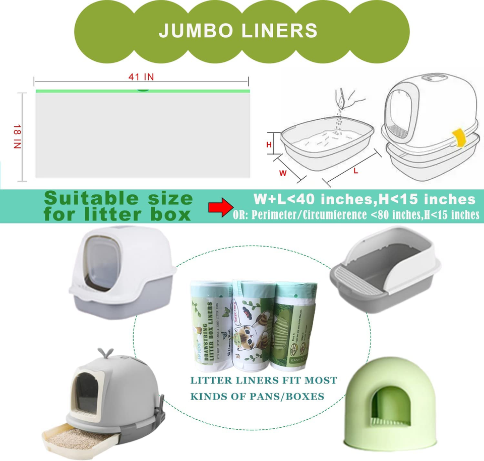 Jumbo Cat Litter Box Liners 30 Count Extra Large Drawstring Bags, 4