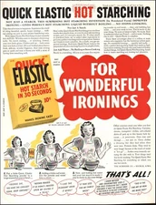 1940's Vintage ad Quick Elastic Hot Starch retro Price Ironing art Laundry
