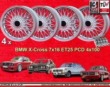 4 Cerchi+Bulloni BMW E30 E21 BBS style 7x16 ET25 4x100 Wheels Felgen Jantes