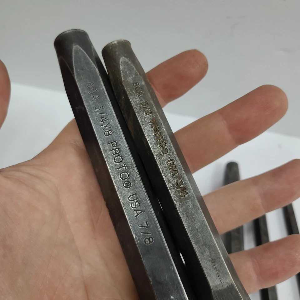 Proto Cold Chisel Set 7pc 1" 7/8" 3/4" 5/8" 1/2" 7/16" 3/8" 5/16" Cut 86A USA - Image 3 of 4