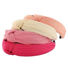4 Pack Knotted Wide Headbands Women Girls Cute Wrap Solid Color Non Slip