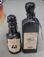 Halloween Potion Bottles Set Witch's Brew  Snake Oil Skull Topper Decor Prop