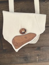 Vintage Manhattan Leather Design Handmade Boho Purse Wallet Ivory  Tan 9  X 10  