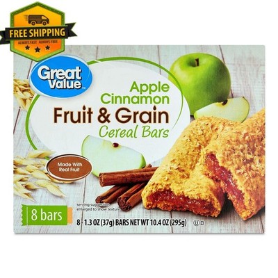 Great Value Apple & Cinnamon Fruit and Grain Cereal Bars, 10.4 oz, Pack of 8