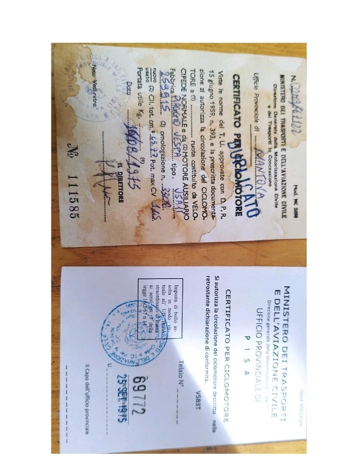 Libretto In Bianco Per Ciclomotori Vespa Ciao Bravo Collezzionismo - Immagine 4 di 4