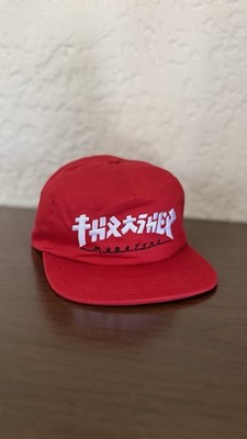 Thrasher Magazine GODZILLA UNSTRUCTURED Snapback Skateboard Hat RED