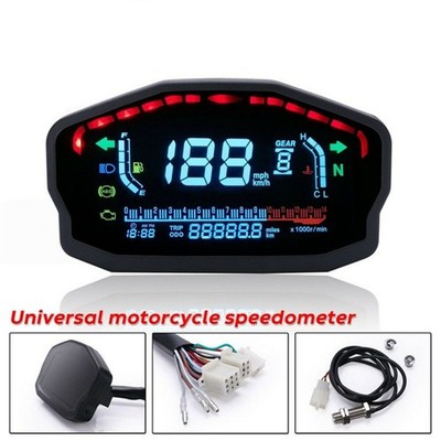 LCD Digital Motorcycle Odometer Speedometer Tachometer KM/H MPH Gauge Universal