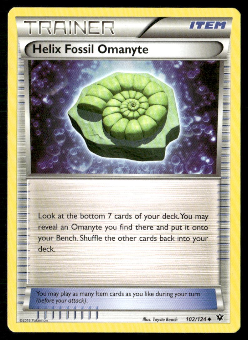 Helix Fossil Omanyte 102/124 Uncommon Fates Collide Pokemon Lightly Played