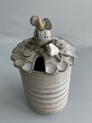 Handcrafted Lidded Studio Pottery Preserve Jar Stapleton House Sculpted Mouse