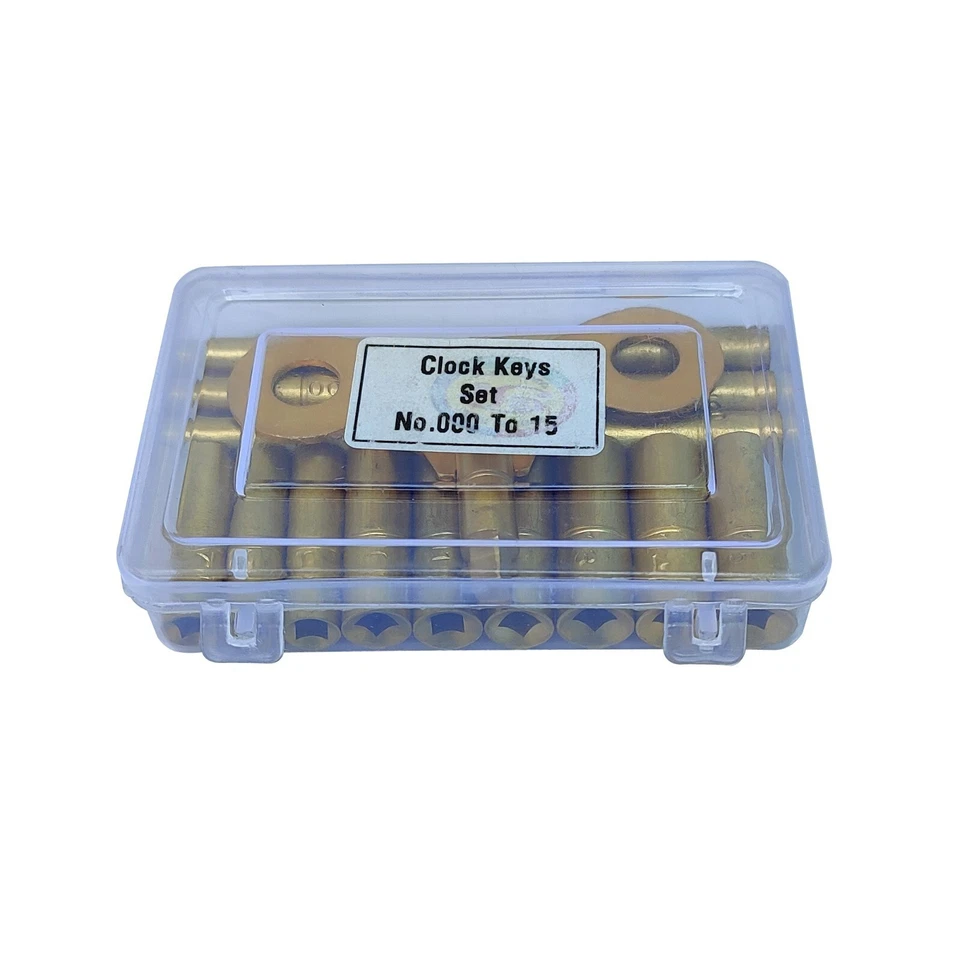 19 Piece Clock Winding Key Set All Clock Key brass Set No. 000 to 15 Universal - Image 3 of 3